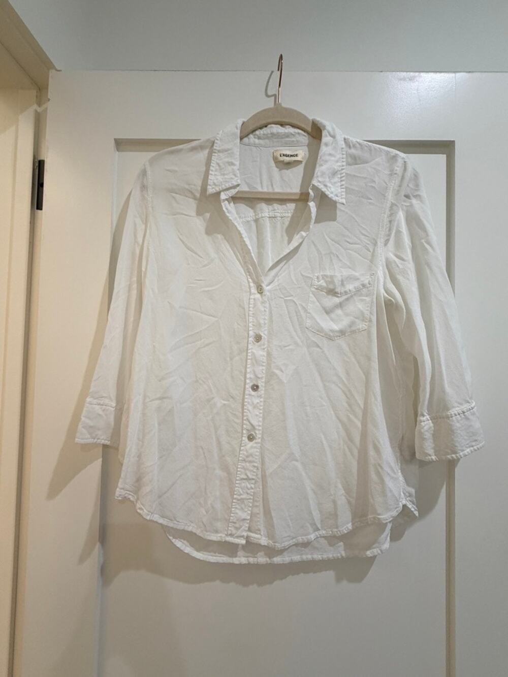 L’Agence Marlene White Button Down Shirt - Size Large